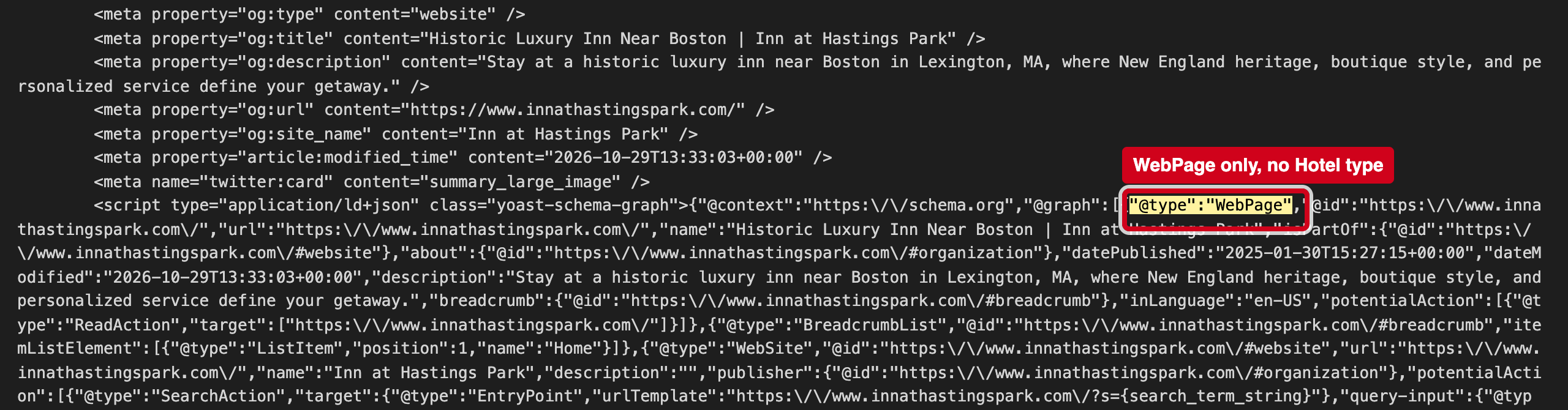 Screenshot: Machines are not told you are a hotel