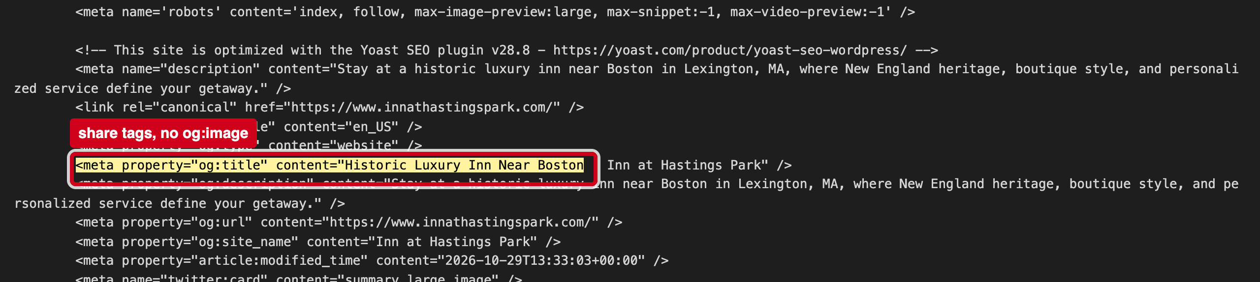 Screenshot: Shared links show no picture